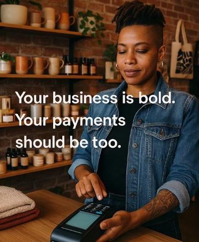 Brooklyn store owner using secure payment terminal